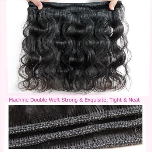 12A Human Hair Bundles 16 18 20 Inch Body Wave 100% Unprocessed Hair 3 Bundles Deals Extensions Quick Weave Human Hair Natural Black Color