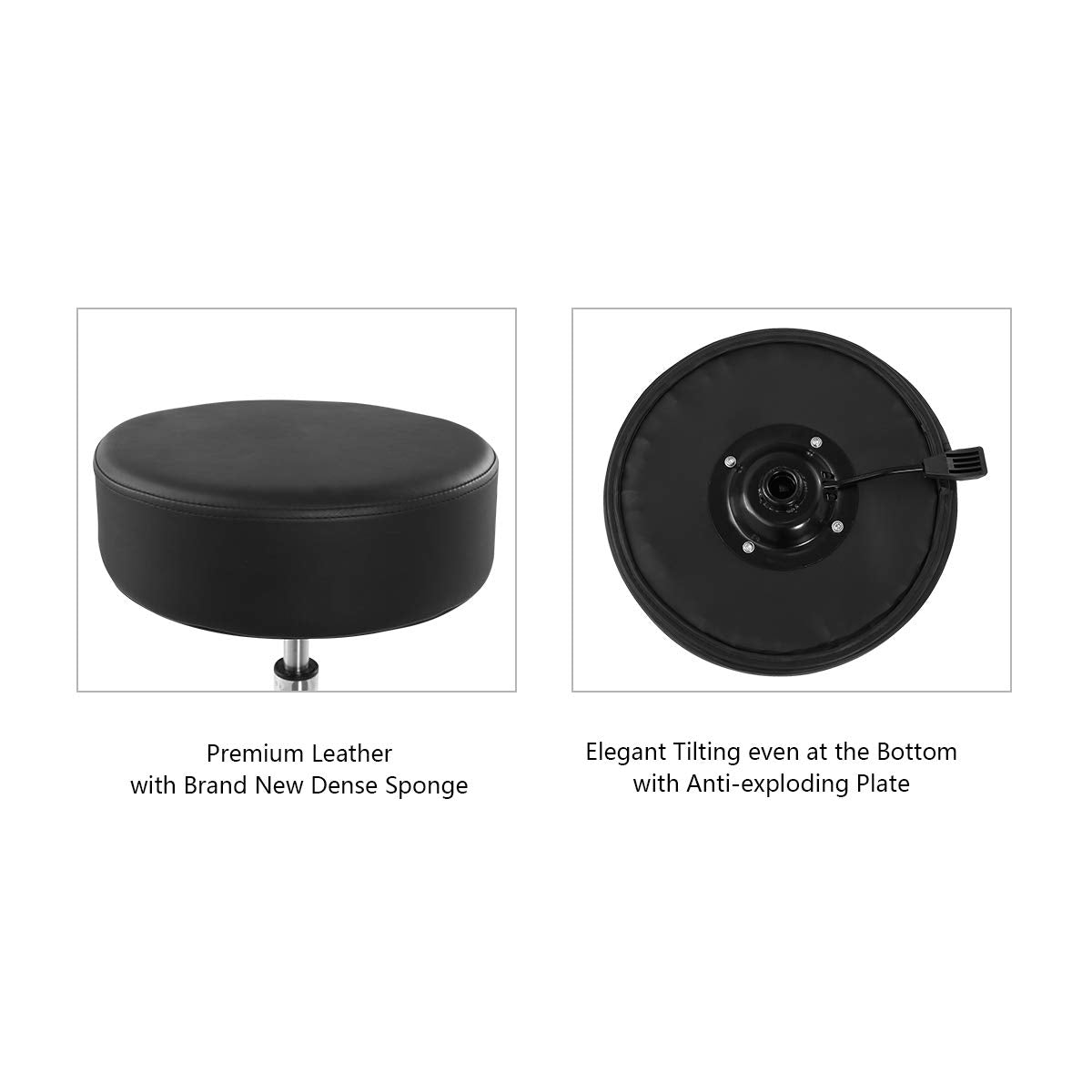 Grace&Grace Height Adjustable Rolling Swivel Stool with Extra Thick Seat for for Salon, Studio, Shop, Kitchen,Dental,Heavy Duty Medical Stool with Wheels