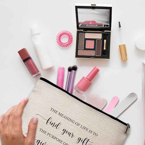 GREOXG Inspirational Quotes Makeup Bag, Small Travel Cosmetic Bag with Zipper, Cute Makeup Pouch Gift Ideas for Women Teen Girls Friends Mom Sisters Teacher Birthday Christmas Wedding Graduation-E43