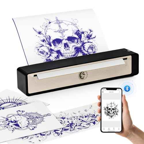 Wormhole Tattoo Stencil Printer, Wireless Bluetooth Tattoo Printer with 2500mAh Battery, Portable Tattoo Thermal Copier Machine Compatible with Smartphones & PC N202007