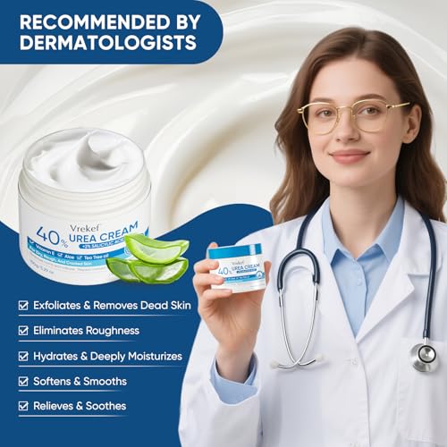 Urea Cream 40% Plus Salicylic Acid 2%, Urea Cream 40 Percent for Feet Maximum Strength, Foot Cream for Dry Heels Cracked