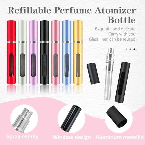 2 Pack Refillable Mini Perfume Atomizer Bottle£¬Portable Separate Bottles£¬Travel and Outings Spray Boxes Dispensers 5ml/0.2oz (Black)
