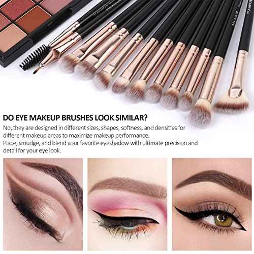Makeup Brushes, MAANGE 18 Pcs Professional Makeup Brush Set Premium Synthetic Face Kabuki Brush Kit Foundation Blush Powder Eyeshadow Brushes Set£¨Black Gold)