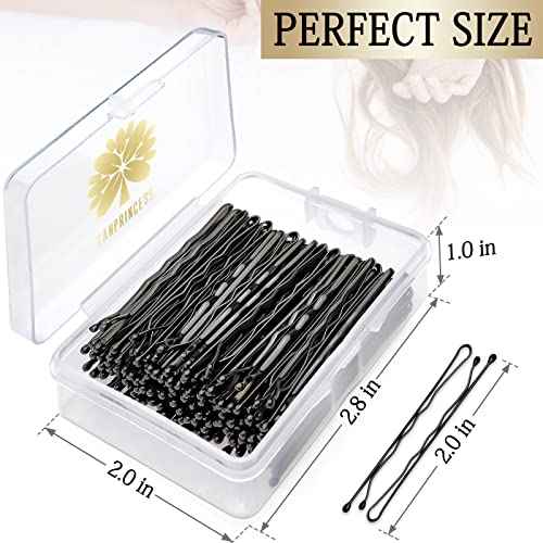 100PCS 2Inches Hair Pins Kit Secure Hold Bobby Pins Clips for Women Girls and Hairdressing Salon With Clear Storage Box(Black)