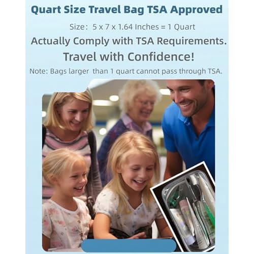 Packing Cubes Quart Size Travel Bag Tsa Approved Clear Toiletry Bag Small European International Must Haves Long Flight Airplane Essentials (5, Clear, Clear, Clear, Clear, Clear)