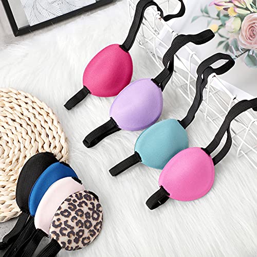 Geyoga 16 Pcs Medical Eye Patches Adjustable Colorful Halloween Pirate Costume Pink Soft Silk Amblyopia Left Right Single Lazy Eye Patches Mask Cover Black for Adults Women Kids Girls Men