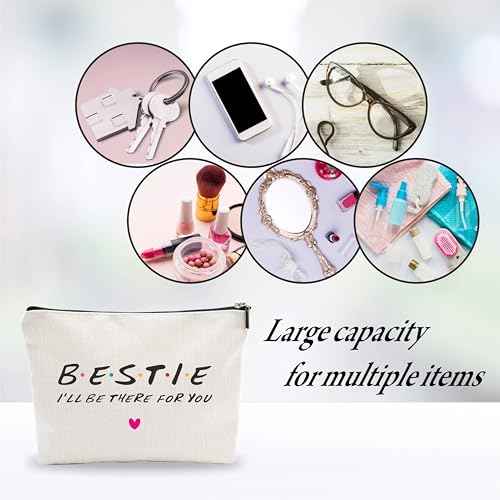 NYCTUG Cosmetic Bag For Friends, I'll Be There For You, Minimalist Makeup Bag£¬Travel Storage Bag, Small Zipper Pouch, Birthday Gift For Bestie£¬Thanksgiving Christmas£¬Women Accessories-A14