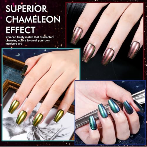 Morovan Fingernail Nail Polish Set: Holographic Metallic Lacquer Air Dry Nail Polish Regular Nail Pack 0.27oz Glitter Finger Nail Bulk Toenail Polish Kit Halloween Fall Gift for Women