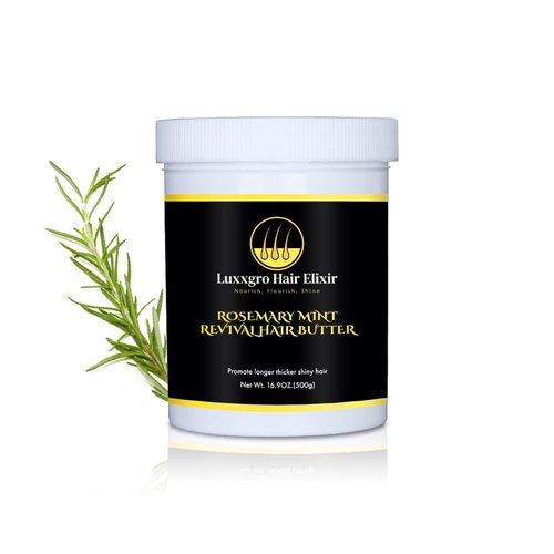 Luxxgro Rosemary Mint Revival Hair Butter 16 oz – Natural Hair Growth & Moisture Cream for All Hair Types | Batana Oil, Chebe, Peppermint, Fenugreek | Strengthens, Softens, Restores