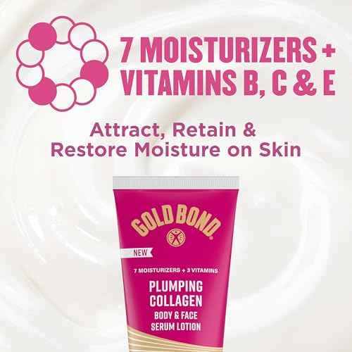 Gold Bond Plumping Collagen Body and Face Serum Lotion, Lightweight Hydrating Moisturizer with Collagen Peptide Complex, Jojoba and Grapeseed Oils to Visibly Plump Skin, Cherry Blossom Scent, 8 oz