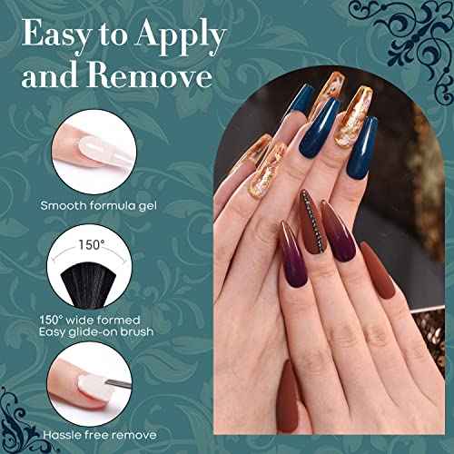 modelones Gel Nail Polish Set 6 Dark Colors, Morandi Shades Wine Purple Prussian Blue Brown Gel Polish High Pigmented Nail Art Kit Soak Off Manicure at Home DIY Women Girl Gift