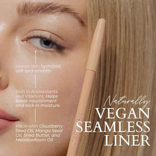 FITGLOW Beauty Vegan Eyeliner Pencil | Long-Lasting Eye Liner with Blending Brush | Smudge-Proof Eyeliner | Sensitive Eye Makeup | Natural, Clean & Cruelty-Free Eye Pencil | Brightening Beige, 1.1g