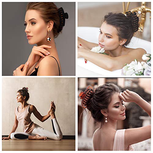 OWIIZI Large Hair Claw Clips for Women 4.3" Matte Leopard Jumbo Hair Clips Non-Slip Ponytail Barrette Strong Hold Claw Clips for Girls Long Thick Hair (4Packs)