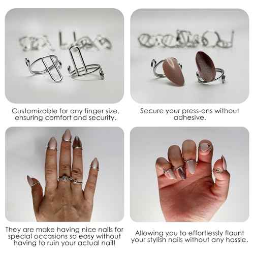 10 Pcs Wudu Nail Rings Adjustable Fingernail Rings Reusable Nail Rings Non-Tarnish For Daily Wear Press on Nails with No Glue For Nails Art DIY Decoration
