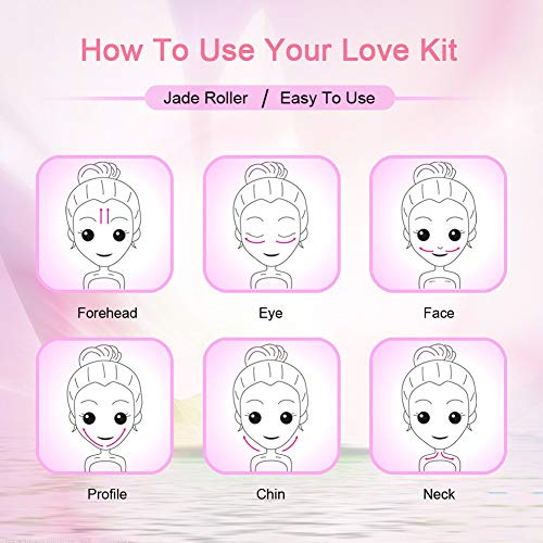 2 Pack Jade Facial Roller & Rose Quartz Face Roller for Wrinkles and Puffiness, Natural Jade Stone Face Massager Roller