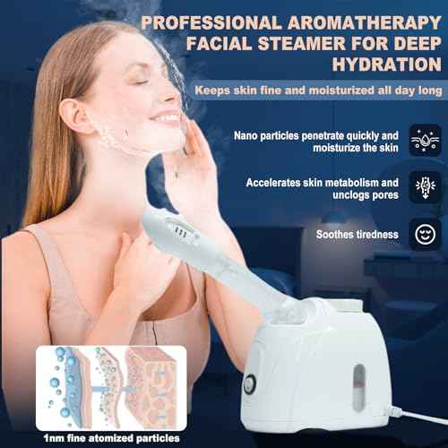 Facial Steamer Nanometer Fine Mist Face Steamer for Facial Deep Cleaning, 360¡ÆCan Rotate The Arm£¬10 Minute Home Facial Spa Mist, Design for Personal Care Use at Home Or Salon Barber