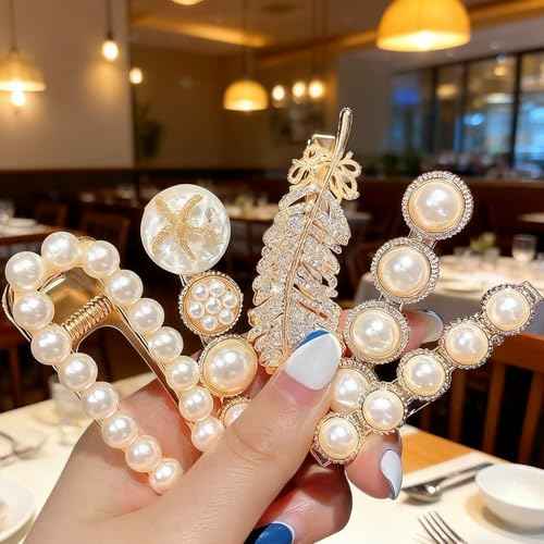 11 Pcs women's hair clip, black and white anti pearl acrylic resin Korean style fashionable hair clip set, suitable as a hair accessory decoration wedding gift for women and girls (pearl)