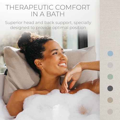 BADESOFA¢ç Luxury Bathtub Pillow L - Large Bath Pillow for Therapeutic Neck and Back Support Quick-Drying - Full Body Bath Tub Cushion - Luxury Spa Cushion in Ivory Pearl