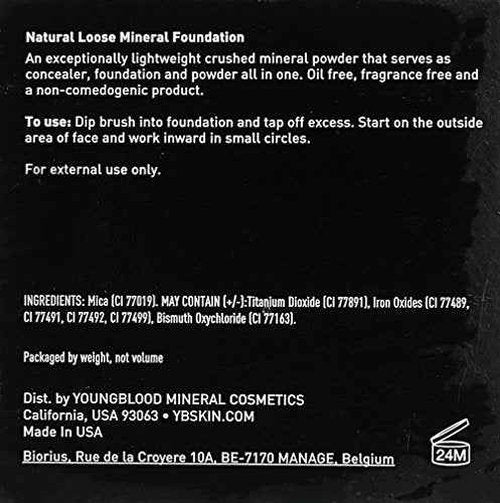 Youngblood Clean Luxury Cosmetics Natural Loose Mineral Foundation, Barely Beige | Loose Face Powder Foundation Mineral Illuminating Full Coverage Oil Control Matte Lasting | Vegan, Cruelty Free