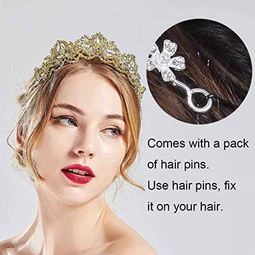 Gold Tiara Wedding Tiaras and Crowns for Women,Rhinestone Queen Women Princess Crown Birthday Headbands Prom Bridal Party Halloween Costume Christmas Gifts