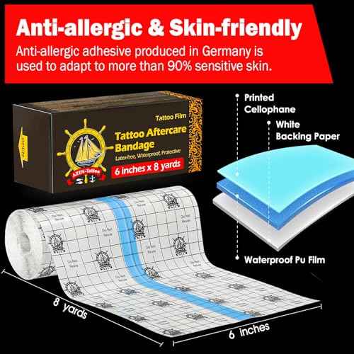 AZEN Tattoo Aftercare Bandage, 6"x 8 Yard, Waterproof Second Skin Cover up Tape, Healing Wrap, Tattoo Supplies
