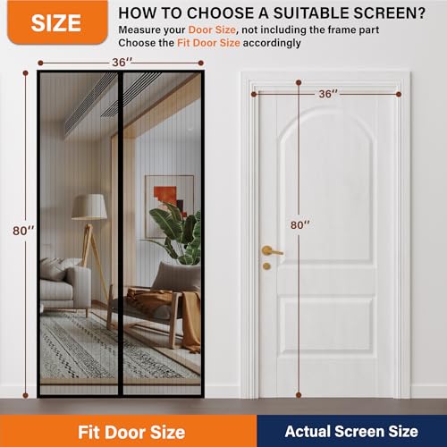 Magnetic Screen Door, Keep Bugs Out, Pet & Kid Friendly，Works with Front Doors, Sliding Doors,Fit Door Size 36 x 78 Inches White