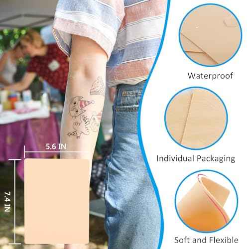 Fake Skin Tattoo Practice - Emalla 10Pcs Tattoo Skin Practice 7.4x5.6" Double Sides Fake Skin for Practicing and Tattooing, Soft Fake Skin Tattoo Practice for Beginners and Artists Tattoo Kit
