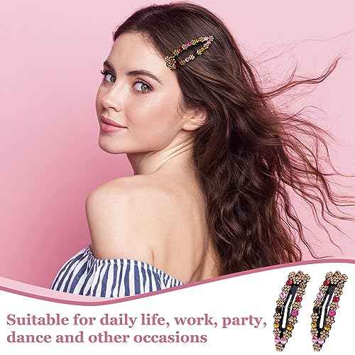 OIIKI Rhinestone Snap Hair Clips for Women 10pcs, Sparkly Glitter Crystal Hair Clips Barrettes Bling Diamond Fancy Hair Snap Clips Hairpins for Girls Wedding Decorative Hair Accessories