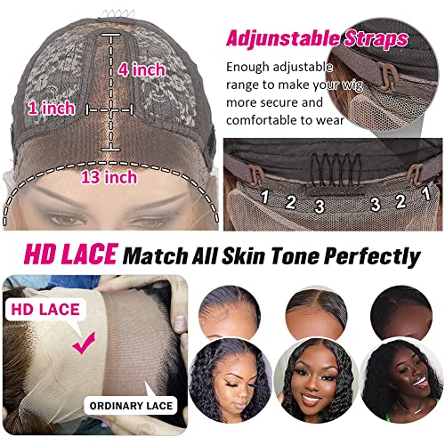 Flady Highlight Ombre Lace Front Wig Human Hair Pre Plucked 4/27 Colored Honey Blonde HD Lace Frontal Wigs For Black Women Human Hair 150 Density Straight Wigs Human Hair