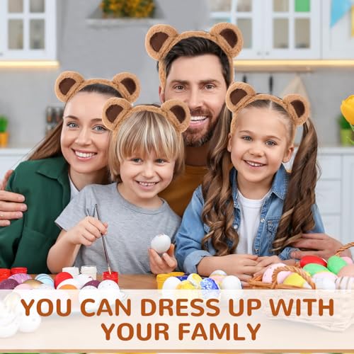 Brown Bear Ears Headband Party Headwear Makeup Face Washing Hairband Cute Animal Hair Bands Festival Cosplay Costume Decoration Hair Hoops for Women Girls Christmas