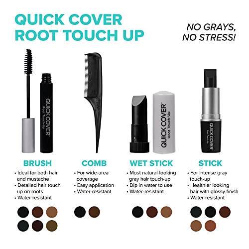 RED by KISS Quick Cover Root Touch Up Rescue (Dark Brown), Mascara Natural Water-Resistant Temporary Gray Concealer Cover Up Brush for Hair Mustache & Beard, Formulated with Jojoba Oil