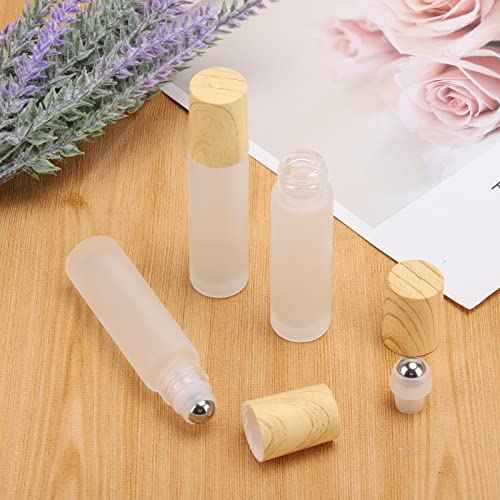 Tbestmax 12 Pcs 10 ml Glass Roll on Bottle with Lid for Essential Oils, Refillable Clear Perfume Sample Bottles with Stainless Steel Roller Ball