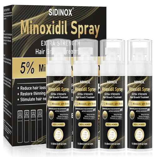 5% Minoxidil Spray for Men & Women (4 Month Supply)-Extra Strength Hair Growth Spray with Biotin & Castor Oil,Clinically Proven for Thinning Hair & Beard Regrowth, Non-Greasy Formula 4 pack£¨8.12 oz)