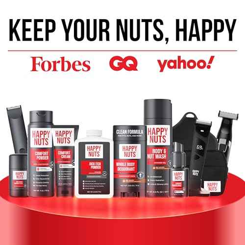 HAPPY NUTS Comfort Powder Deodorant For Men: Anti-Chafing Sweat Defense, Odor Control, Aluminum-Free, Perfect Stocking Stuffer Gift for Men's Private Parts 4 oz (3 Pack), Original Scent