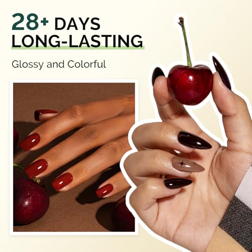 MelodySusie Gel Nail Kit with P-ART06G Cordless UV Lamp Christmas Gift for Women Plant Based HEMA Free Fall Nails Polish with No Wipe Top Coat, Base & Builder Gel