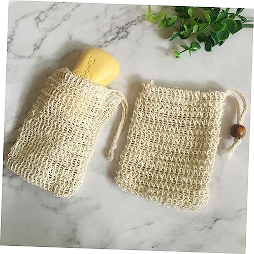 GALPADA 4pcs Cotton Linen Soap Storage Bags Drawstring Foaming Net Pouches for Home and Travel for Facial Cleansing and Bubble Making