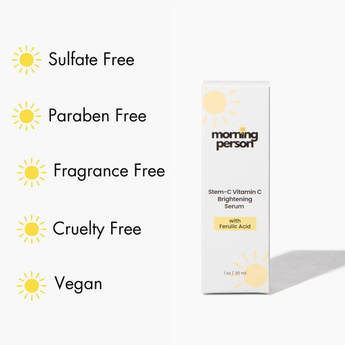 Stem-C Vitamin C Brightening Serum with Ferulic Acid, Vitamin E and Hyaluronic Acid - Improves Dark Spots And Uneven Skin Tone - Hydrating And Nourishing