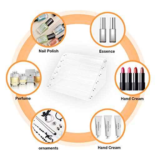 Clear Nail Polish Paint Organizer Holder Rack Shelf 6 Tier Acrylic Tattoo Ink Essential Oil Display Stand Holds Up to 48-96 Bottles for Table (Fit 1-2oz Bottles)