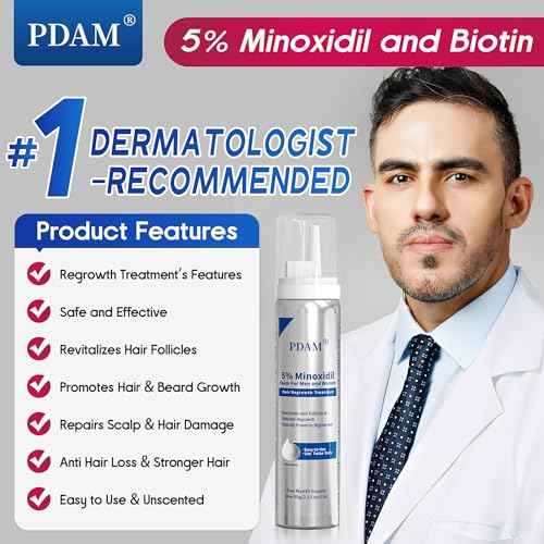 Minoxidil for Men and Women Foam Hair Growth - 5% Minoxidil Foam Hair Regrowth Treatment for Men, Topical Hair Loss Treatments, Extra Strength Thicker & Fuller Hair, 4 x 2.11 oz for 4 Months