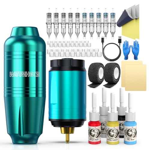 Wormhole Tattoo Gun Tattoo Kit Wireless Tattoo Machine Kit Complete Tattoo Practice Pen Kit with 10 Tattoo Cartridge Needles 5 Ink Tattoo Supplies for Beginner