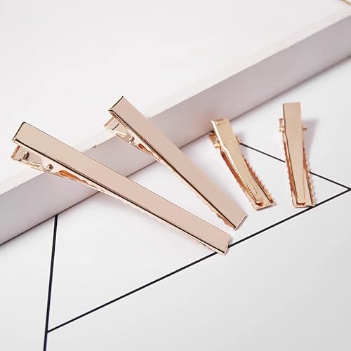 120pcs Mixed 4 Sizes KC Gold Flat Single Prong Alligator Hair Clips 35/45/56/75mm for DIY Craft (KC Gold)