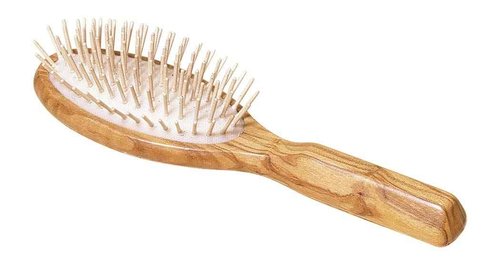Redecker Maple Pin Oval Wooden Hairbrush with Oiled Olive Wood Handle, 8-1/2-Inches