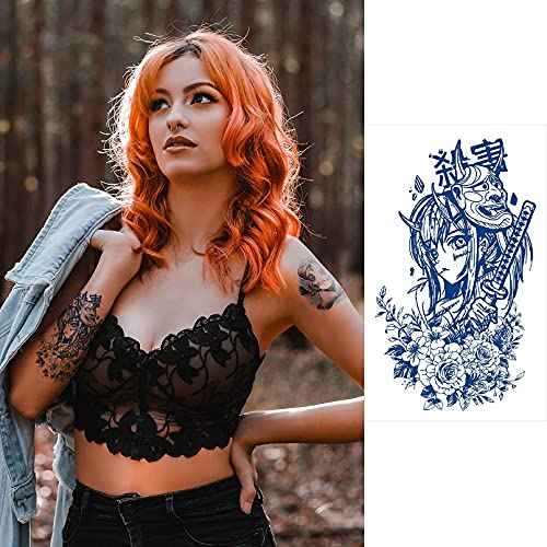 Aresvns Semi-Permanent Tattoos for Men and Women,Waterproof Realistic Temporary Tattoos Long-Lasting1-2 Weeks,Lifelike Fake Tattoos Christmas Gift Dark blue