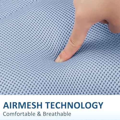 LuxStep Bath Pillow-Bathtub Pillow with Air Mesh Fabric & 6 Non-Slip Suction Cups, Bath Pillows for Tub Head, Neck and Back Support, Bath Accessories Spa Gifts, 17 * 17in, Blue