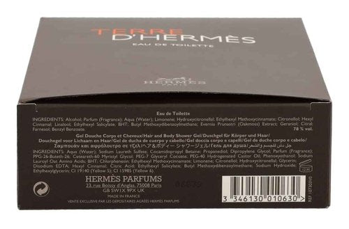 Hermes Terre D'hermes 2-Piece Gift Set for Men, (3.4 Oz Eau De Toilette Spray + 2.7 Oz Hair & Body Shower Gel)