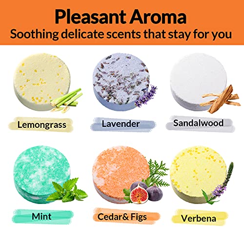 Lagunamoon Aromatherapy Shower Steamers, 6 Piece Variety Pack Handmade Shower Steamers with Pure Essential Oils to Relax, Moisturize for Spa Day, Self Care for Men, Women, Pampering Gifts for Her