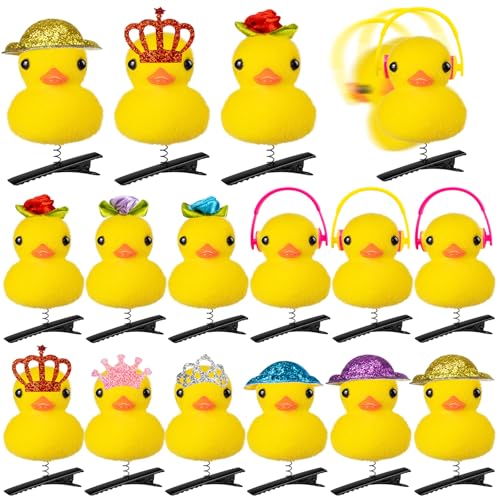 12 Pcs Sprouts Rave, Yellow Duck Hair Clips for Women, Cute Hairpin Festival Rave Accessories for School Home Party Props