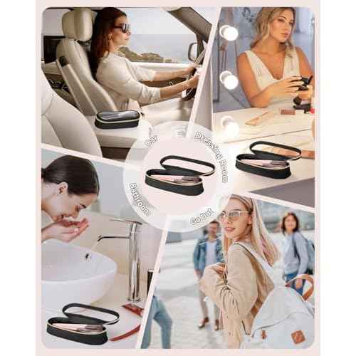 Clear Travel Makeup Brush Holder, Leather Makeup Brush Toiletry Bag, Portable Cosmetic Brush Case, Transparent Waterproof Makeup Brush Storage Bag, Black