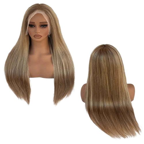 Blonlier 13x6 Ash Brown to Blonde Highlights Straight Lace front Wigs Human Hair 20in for Black Women HD Lace Glueless Pre Plucked 180% Density Brazilian Virgin Human Hair 20in