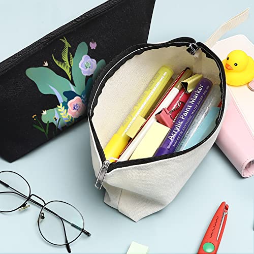 10 Pieces Cotton Canvas Makeup Bag with Bottom, Multi Purpose Cosmetic Bag with Zipper MN-WB07 Wb07